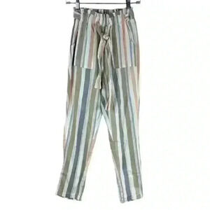 Hot‎ Kiss Striped Elastic Tie Waist Pull-On Pants Size Small Pockets